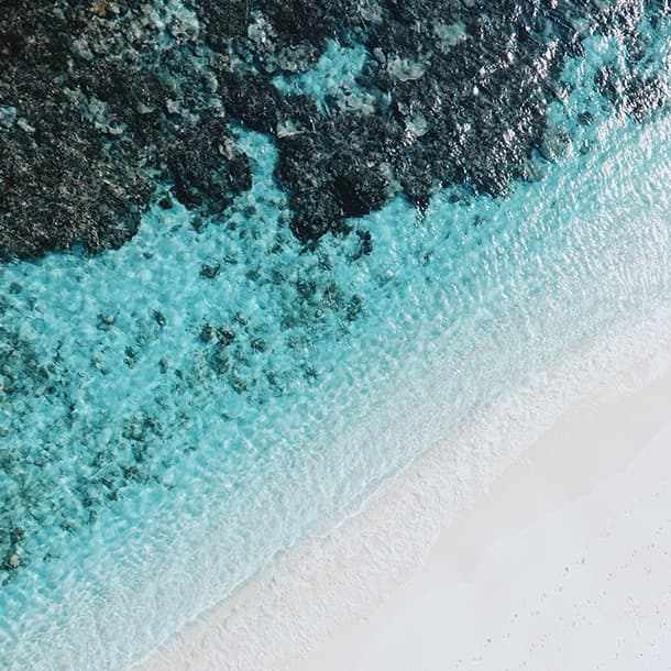 Aerial shot of the beach and sea