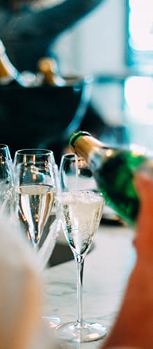 Sparkling wine and glasses